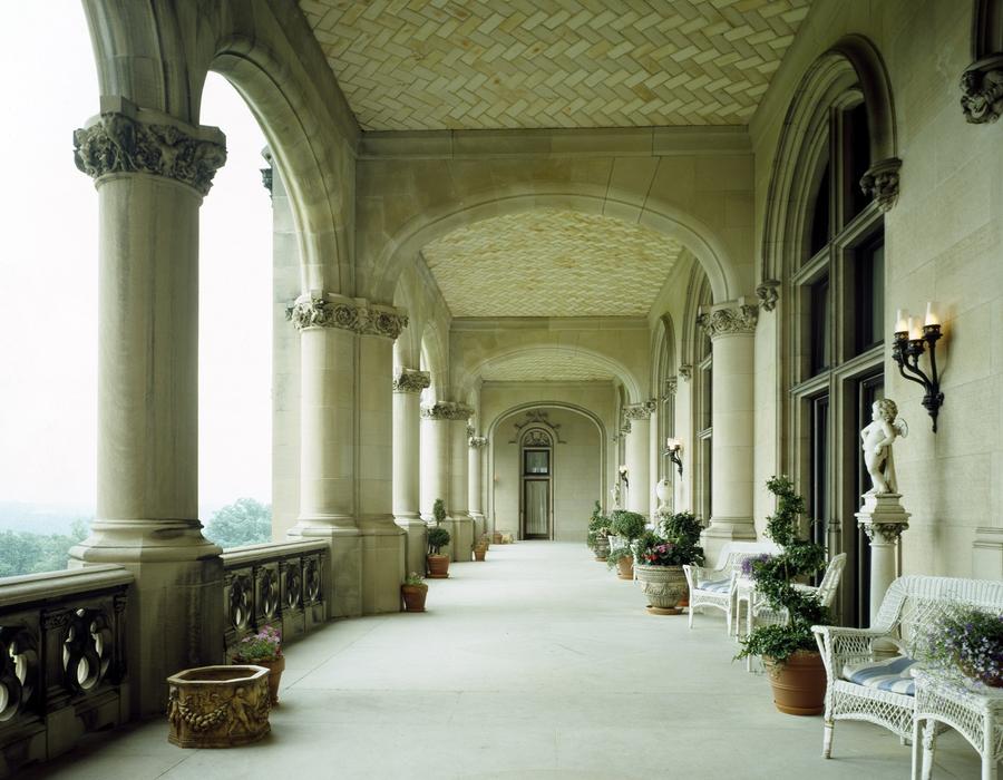 veranda of a large estate in north carolina
