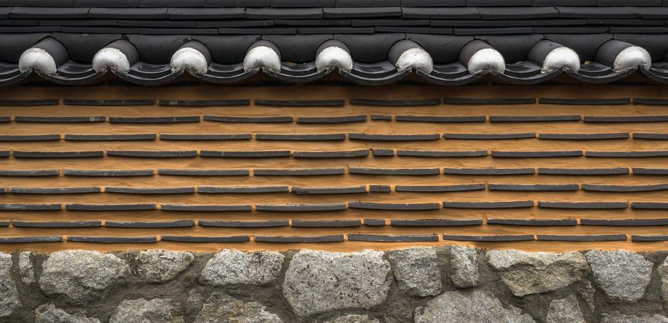 stone wall and roof tiles in South Korea