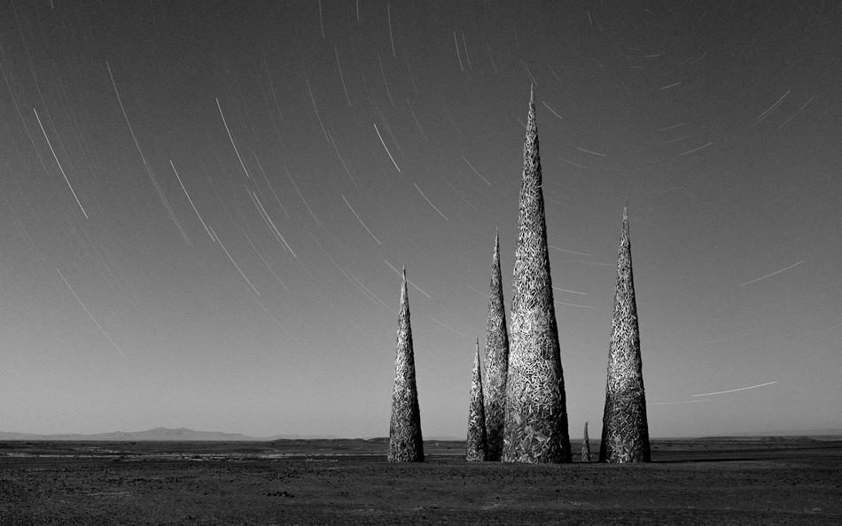 Monochrome picture of peaceful cones