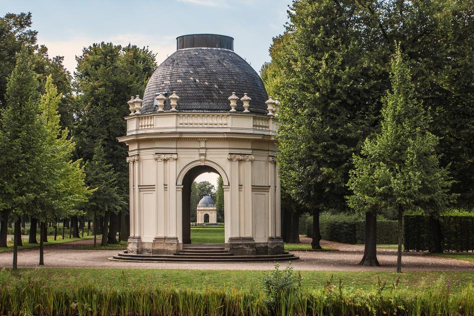cultural monument in the Great Garden in Hanover among the plants