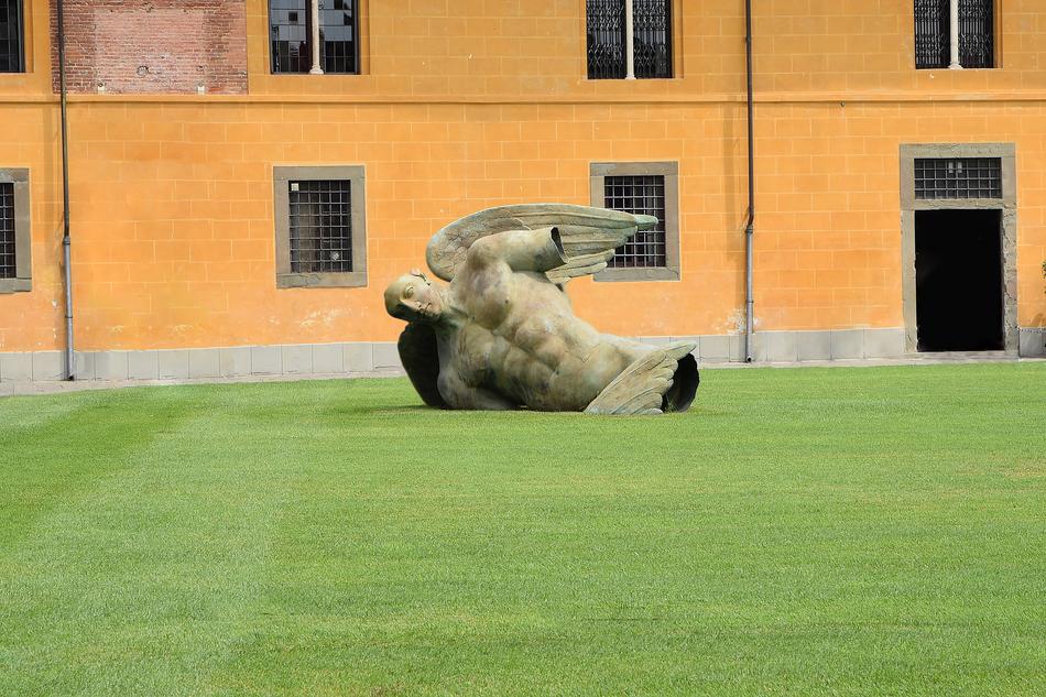 modern sculpture on the ground