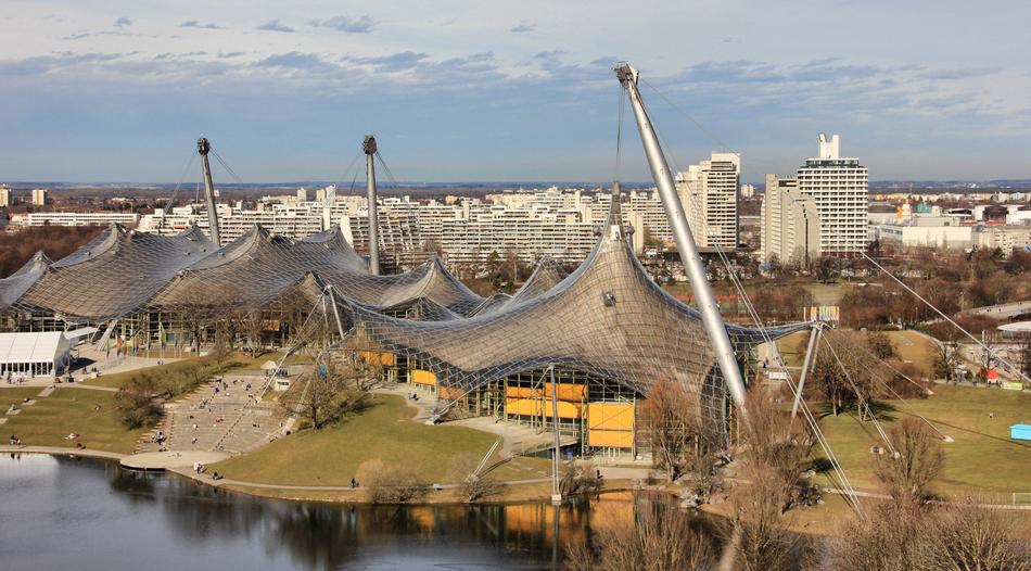 panoramic view of the architecture of the olympic park in munich