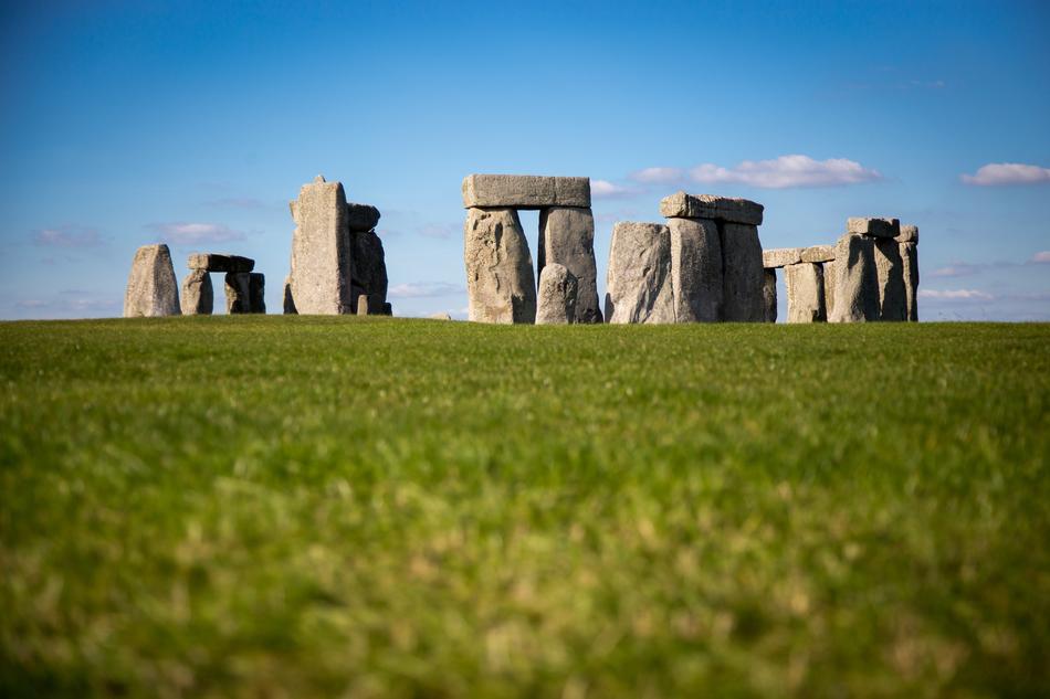 distant view of stonehenge in a painting landscape