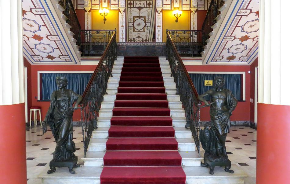 ornate staircase in Achillion Palace, greece, corfu