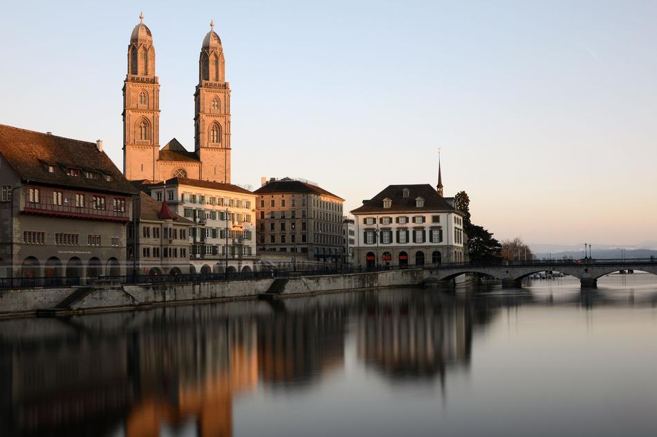 historical GrossmÃ¼nster Church in Zurich