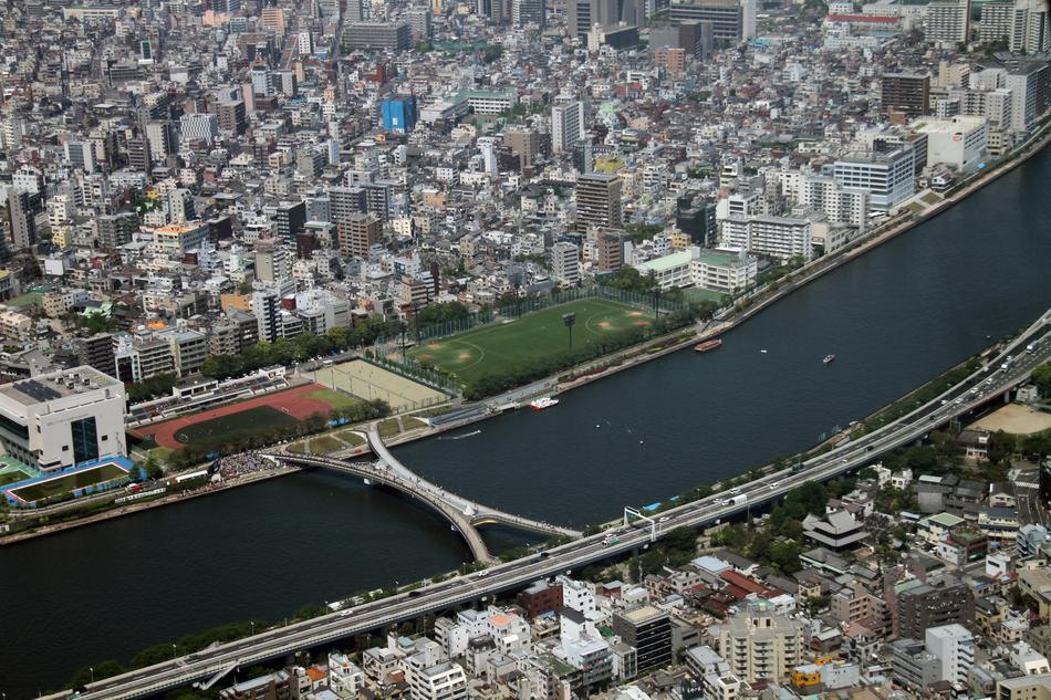 View Tokyo city and river