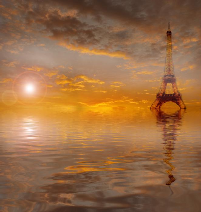 ravishing eiffel tower paris water sunset
