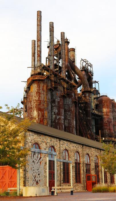 Old factory building on the street in Bethlehem