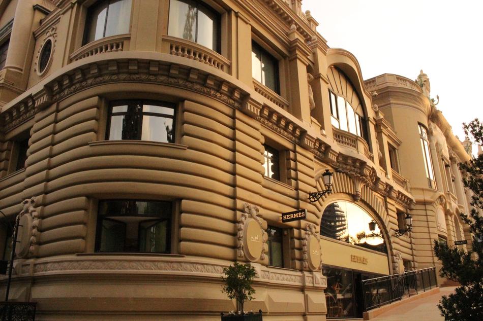 Beautiful Hermes building, with the windows, in Monaco, in light