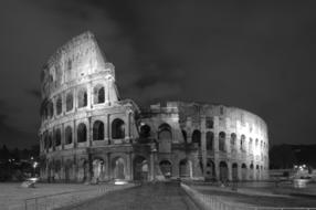 Colloseum, Rome Night, Black And white