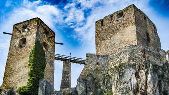 medieval castle with towers and bridge