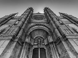 gothic architecture in black and white background