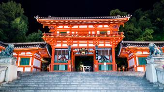 Japanese red Gion Kyoto at night