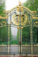 Beautiful ornamental golden gate of Buckingham Palace in London