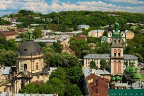 Picture Panorama of attractions in Lviv, Ukraine