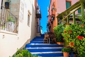 landscape of wonderful buildings in Crete in Rethymno