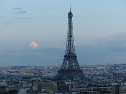 Eiffel Tower and pink sun