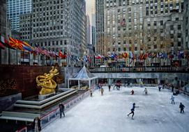 skating rink on Rockefeller Plaza, usa, manhattan, new york city