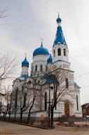 pokrovsky cathedral with blue domes, russia, gatchina