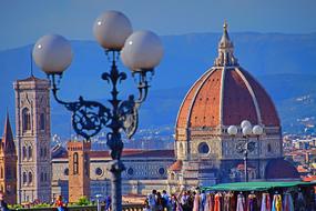 Beautiful cathedral among the buildings in Florence, Italy