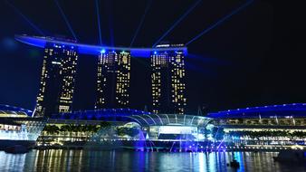 Marina Bay laser lights in Singapore