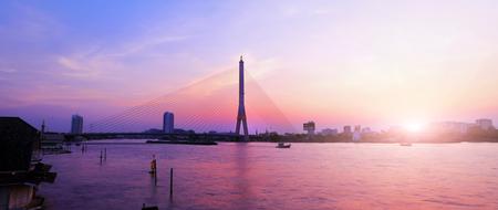 Rama Viii Bridge at beautiful and colorful sky background in Bangkok, Thailand
