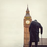 Big Ben and sculpture to churchill