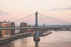 Suspension Bridge and water pink