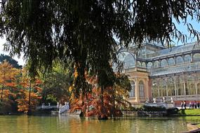 distant view of the Crystal Palace in Madrid