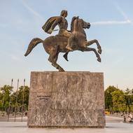 Beautiful statue of the Alexander The Great on the horse in Thessaloniki, Greece