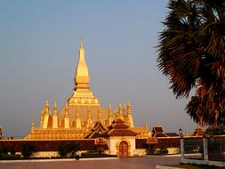 Beautiful Wat Pha-That Luang Golden Pagoda in Vientiane, Laos