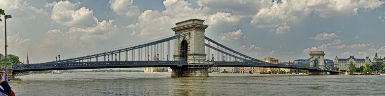 Beautiful landscape with the bridge above Danube in Budapest, Hungary