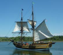 vintage sailboat off the coast of america