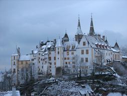 castle in winter, Switzerland