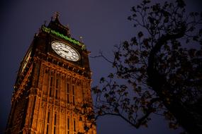 big ben with clock at dusk at dawn