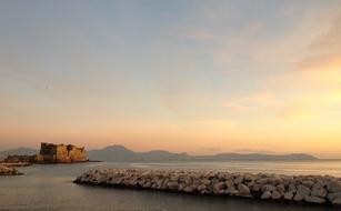 Naples Sea sky pink