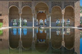 pool in front of the mosque in Granada, Spain