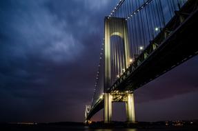 Bridge Brooklyn Manhattan in the night light