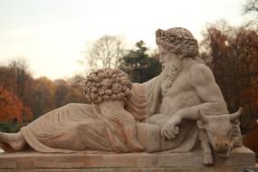 statue in autumn park