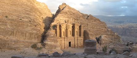 Beautiful, old Petra ruins, on the mountains in Jordan