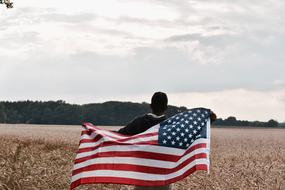 Usa flag person landscape