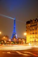 France Eiffel Tower blue night lights