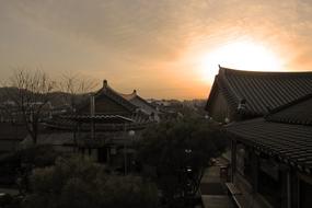 Korea Houses Sunset lights