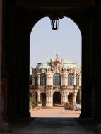 Beautiful arch near the beautiful building in Dresden, Germany