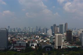 Landscape of Jakarta with smog, Indonesia