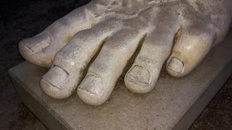 Roman statue foot close up