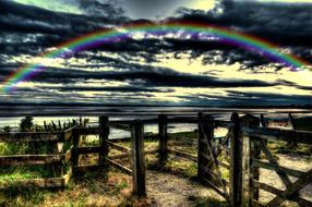 rainbow over countryside in England