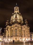 church in the center of dresden at night