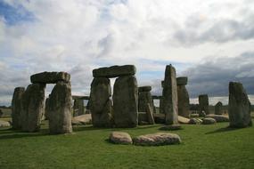 Beautiful landscape of the Stonehenge, under the cloudy sky, in England, Great Britain