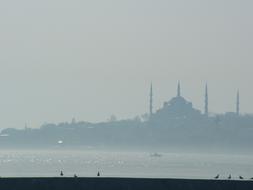 landscape of Blue Mosque in Fog